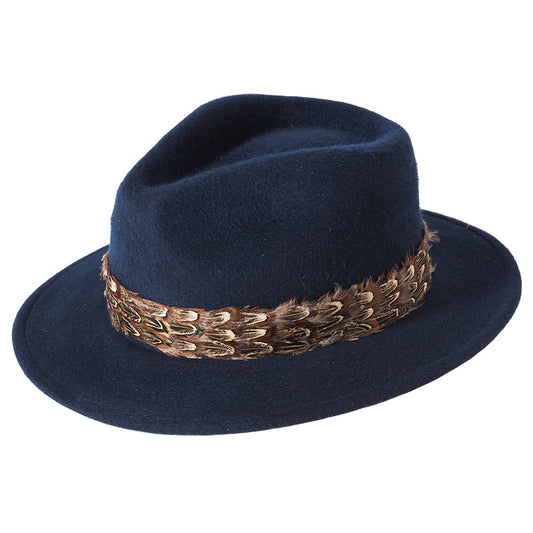 Failsworth Country Feder Fedora Hut - Marineblau