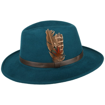 Failsworth Cheltenham Wasserabweisender Fedora Hut aus Wollfilz - Petrol