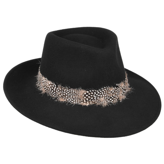 Failsworth Country Feder Fedora Hut - Schwarz