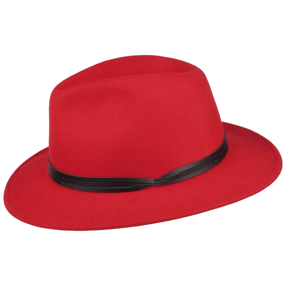 Failsworth Classic Wasserabweisende Fedora Hut aus Wollfilz - Rot