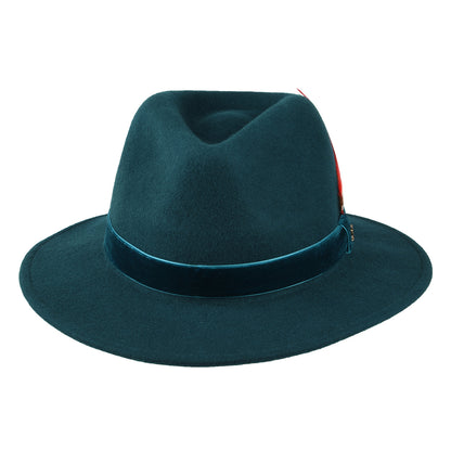 Joules Fedora Hut aus Wollfilz mit Samt-Hutband III - Petrol