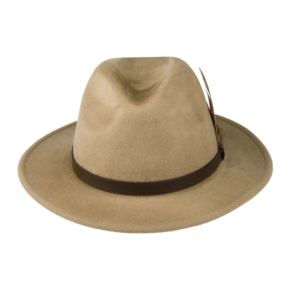 Failsworth Cheltenham Wasserabweisender Fedora Hut aus Wollfilz - Kamel