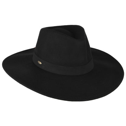 Scala Inaki Safari Fedora Hut aus Wollfilz - Schwarz