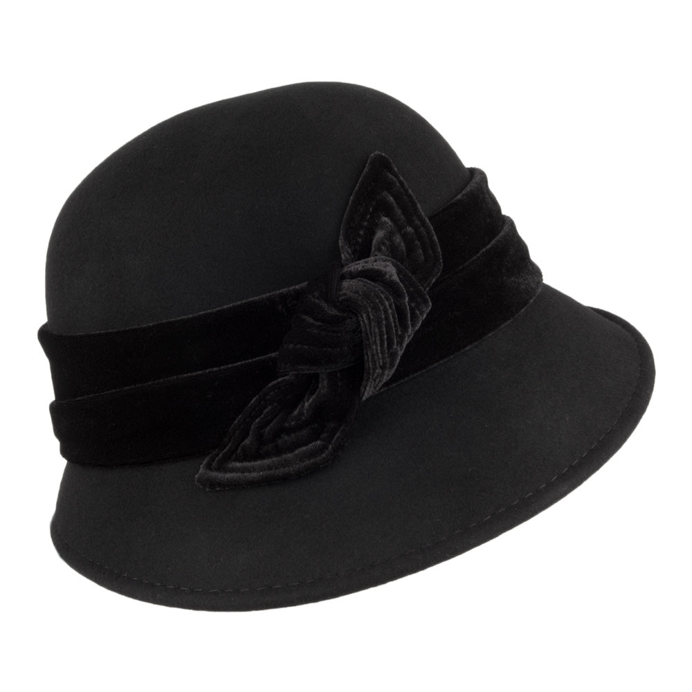 Scala Madeline Glockenhut aus Wollfilz mit Samt-Hutband - Schwarz