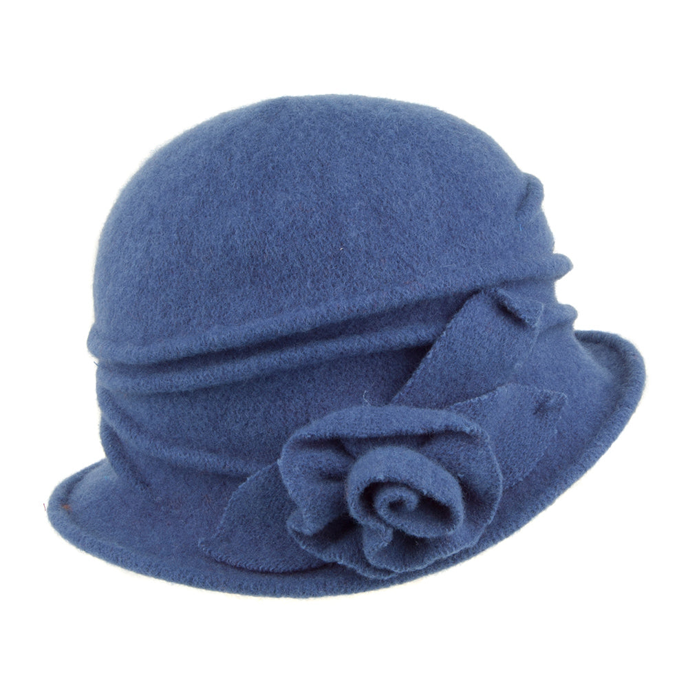 Scala Hats Glocken Hut aus Wolle mit Rosette- Blau