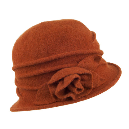 Scala Hats Glocken Hut aus Wolle mit Rosette-Rostrot