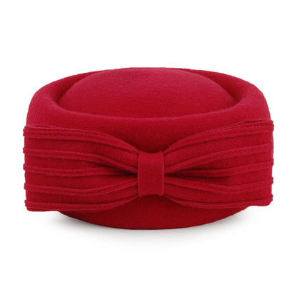 Whiteley Jackie O Loop Bow Pillbox-Hut aus Wolle - Rot