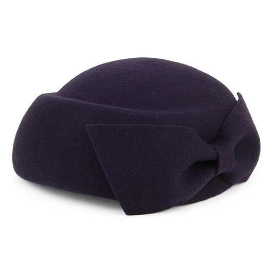 Whiteley Avery Pillbox Hut aus Wolle mit Schleife - Marineblau