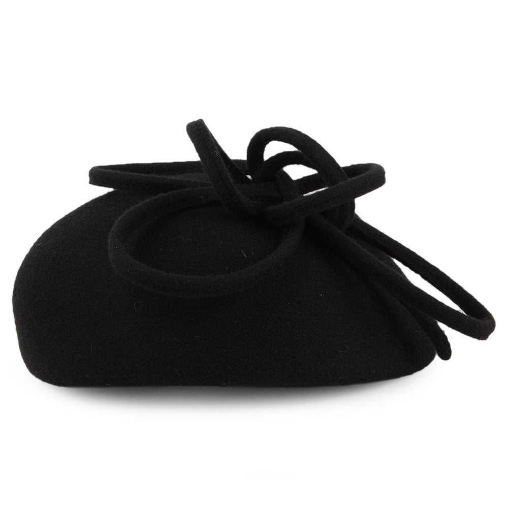 Whiteley Rosey Pillbox Hut aus Wolle mit Schlaufe - Schwarz