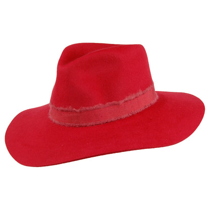 Brixton Ella Fedora Hut mit erweiterter Krempe - Rot
