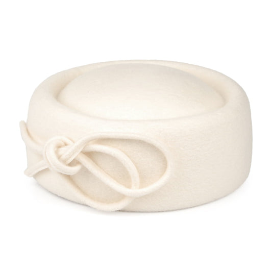 Whiteley Bouvier Pillbox Hut aus Wolle - Winterweiß