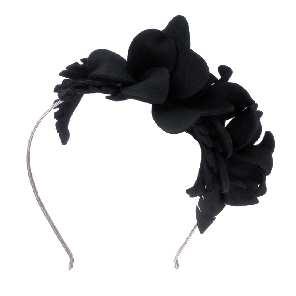 Failsworth Floral Haarreif aus Wollfilz - Schwarz