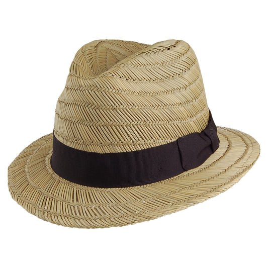Brixton Rollins Fedora Hut aus Stroh - Natur-Schwarz