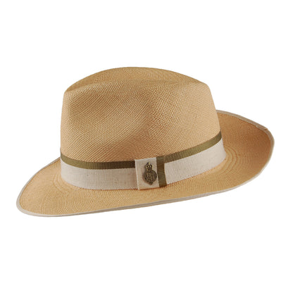 Christys Classic Preset Panama Fedora Hut mit Khaki Hutband - Natur