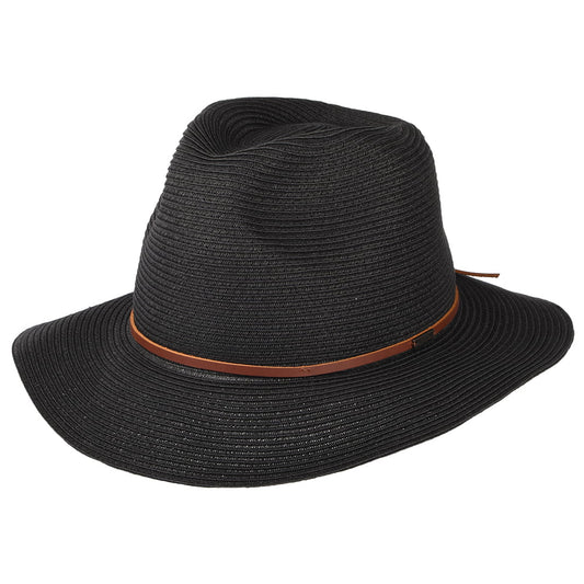 Brixton Wesley Packbarer Fedora Hut aus Stroh - Schwarz