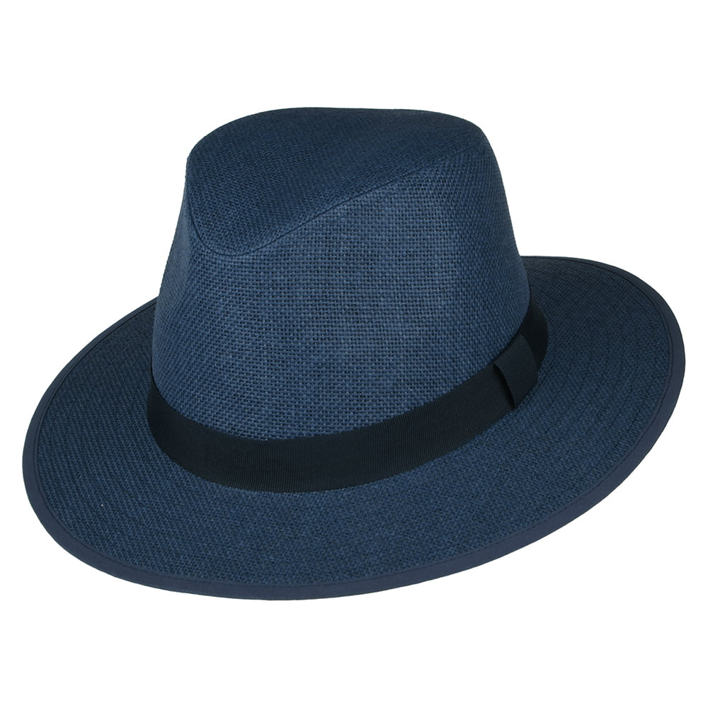 Failsworth Safari Fedora Hut aus Toyo Stroh - Marineblau
