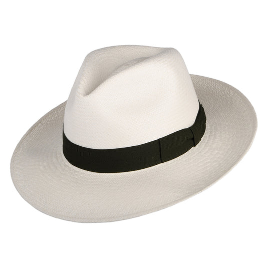 Failsworth Panama Fedora Hut mit heruntergeklappter Krempe - Perlweiß-Olivgrün