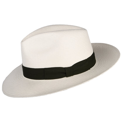 Failsworth Panama Fedora Hut mit heruntergeklappter Krempe - Perlweiß-Olivgrün