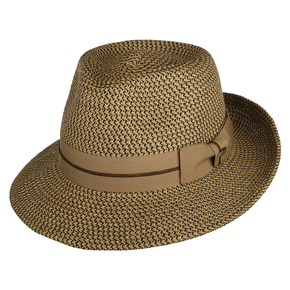 Scala Marton C-Crown Fedora Hut aus geflochtenem Papier - Braun