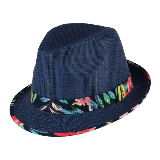 Failsworth Malibu Trilby Hut aus Toyo Stroh - Marineblau