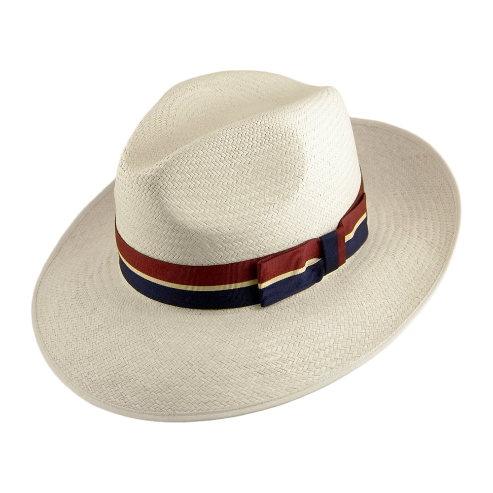 Olney Panama Fedora mit Klappkrempe mit gestreiftem Hutband