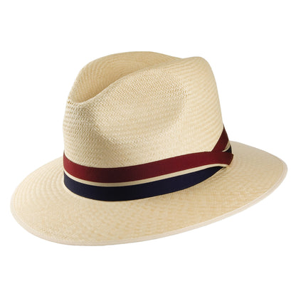 Olney Safari Panama Fedora Hut mit gestreiftem Hutband