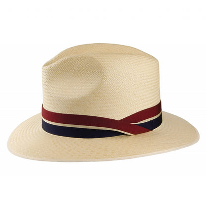 Olney Safari Panama Fedora Hut mit gestreiftem Hutband