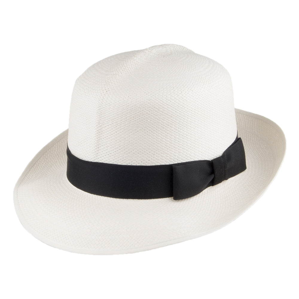 Olney Faltbarer Brisa Panama Hut Mit schwarzem Hutband - Perlweiß