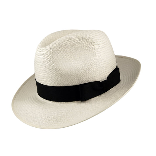 Olney Excellent Panama Fedora mit schwarzem Hutband