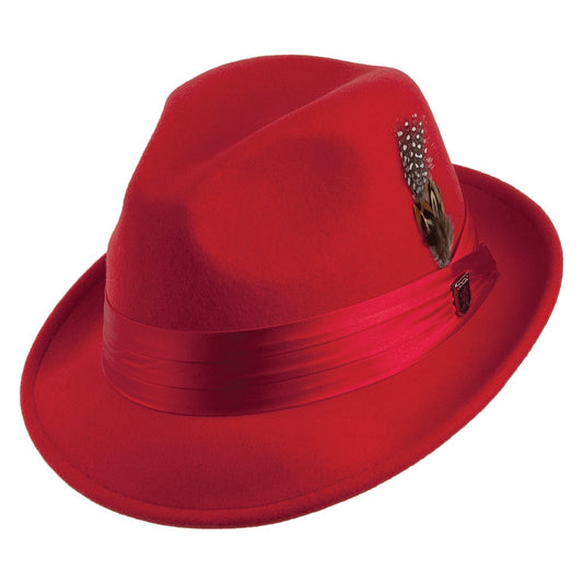 Stacy Adams Knautschbarer Trilby Wollfilzhut - Rot