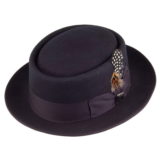Stacy Adams Wollfilz Porkpie Hut - Marineblau