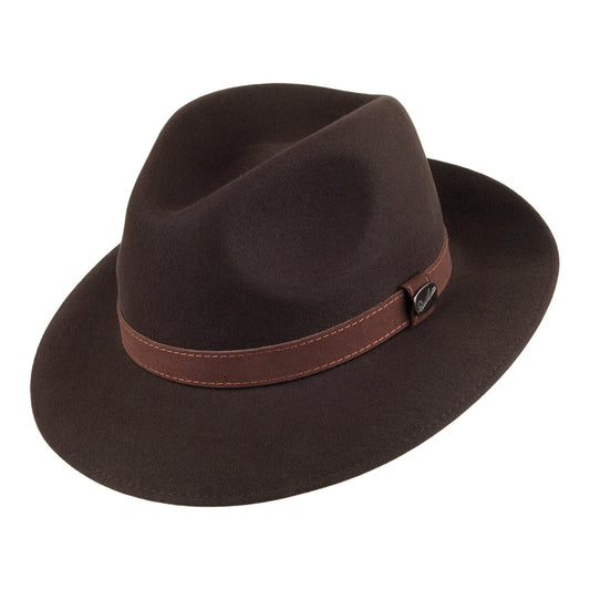 Borsalino Crushable Safari Fedora Haarfilzhut - Braun