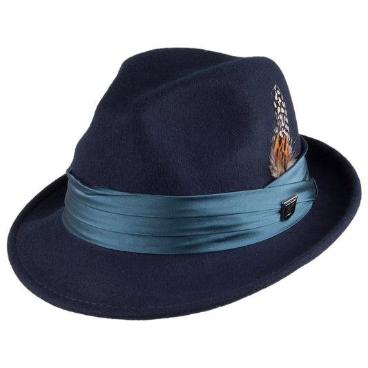 Stacy Adams Knautschbarer Trilby Wollfilzhut - Marineblau
