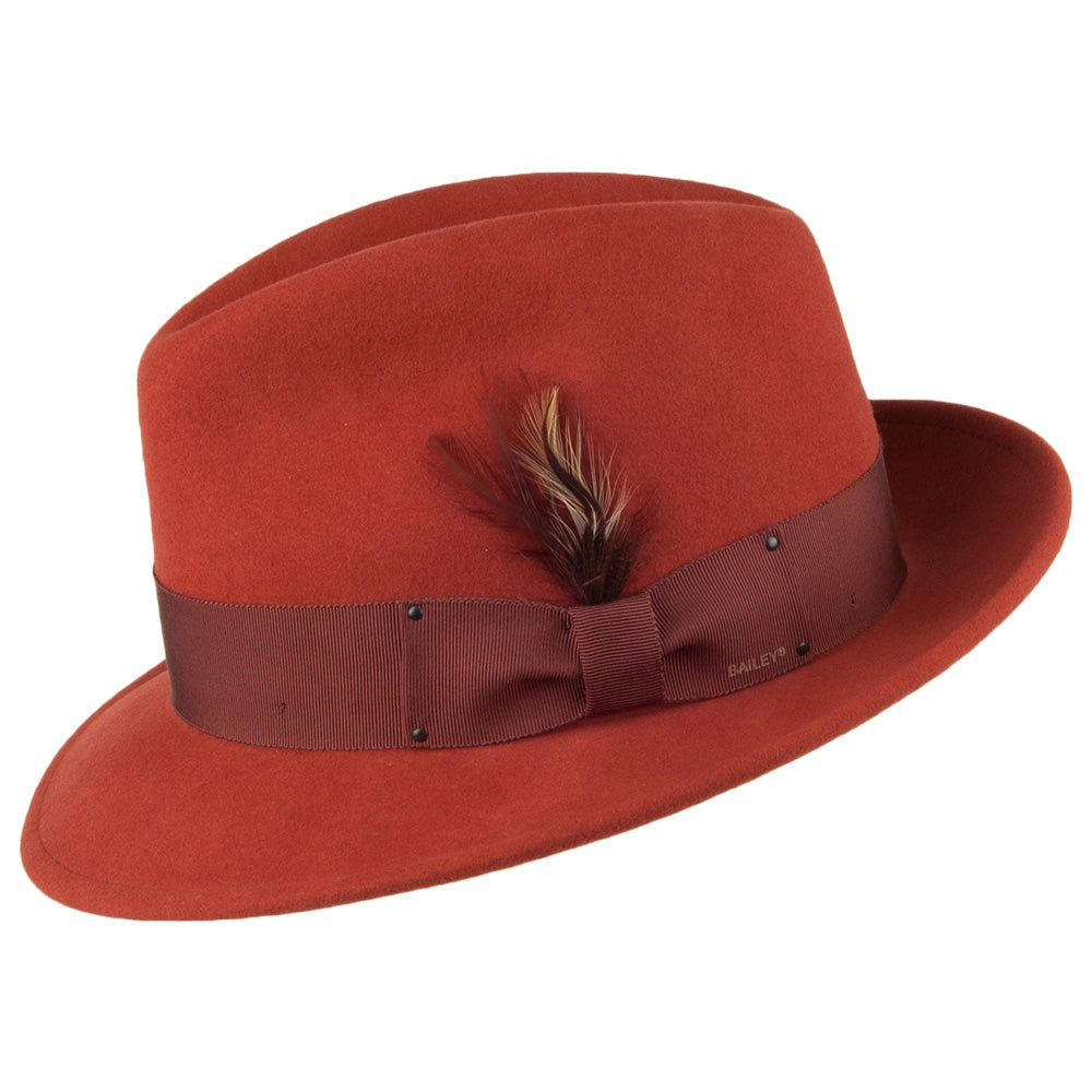 Bailey Blixen Knautschbarer Wasserabweisende Fedora Hut aus Wollfilz - Rostrot