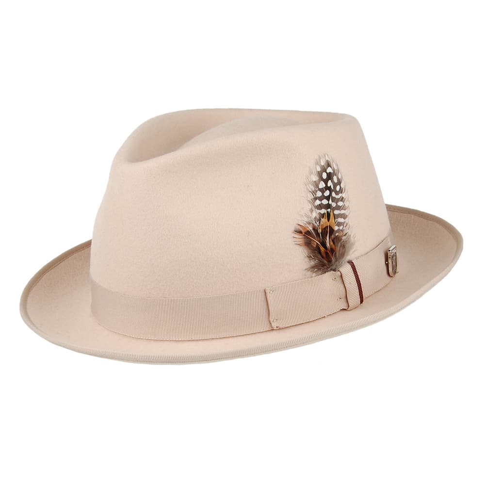 Stacy Adams Hebron C-Crown Fedora Hut aus Wolle - Beige