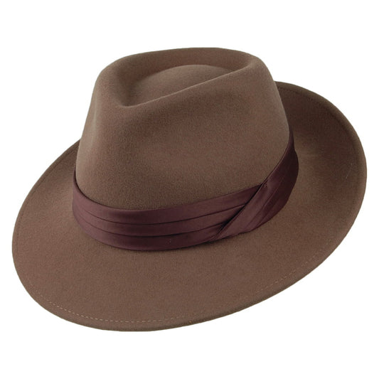 Brixton Goodman Fedora Hut aus Wollfilz - Kamel