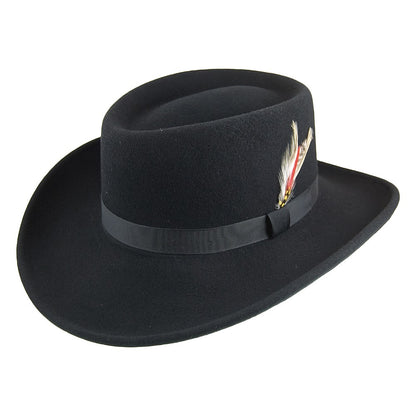 New York Hat Co. Midnight Gambler Wollfilzhut - Schwarz