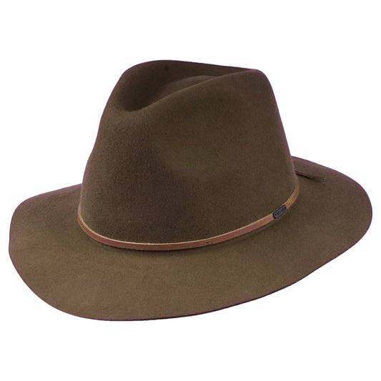 Brixton Wesley Packbarer Fedora Hut aus Wollfilz - Kaffee