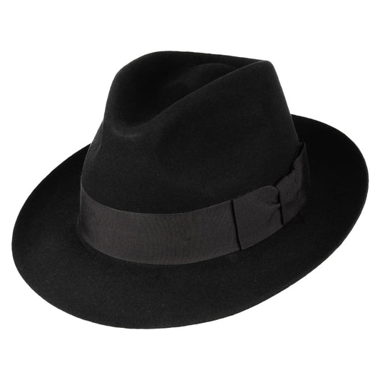 Christys Canterbury Fedora Hut aus Bieber Filz - Schwarz