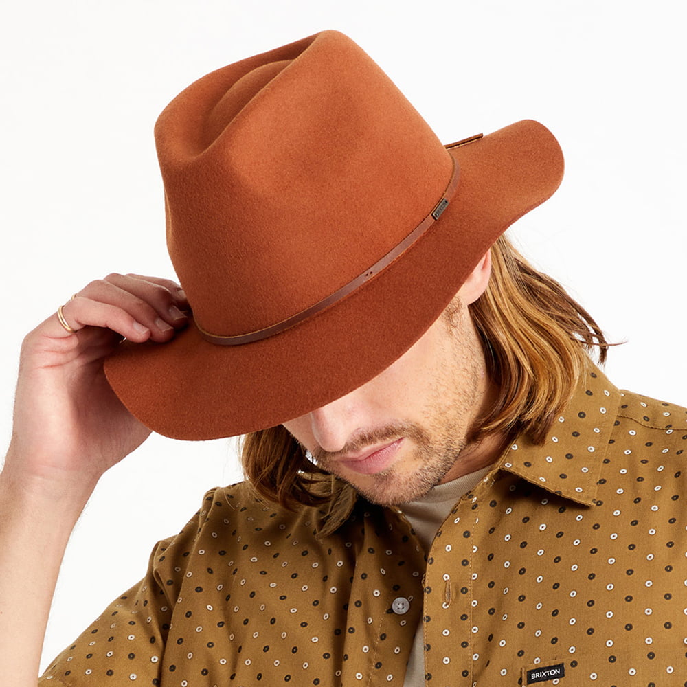 Brixton Wesley Fedora Hut aus Wollfilz - Karamell