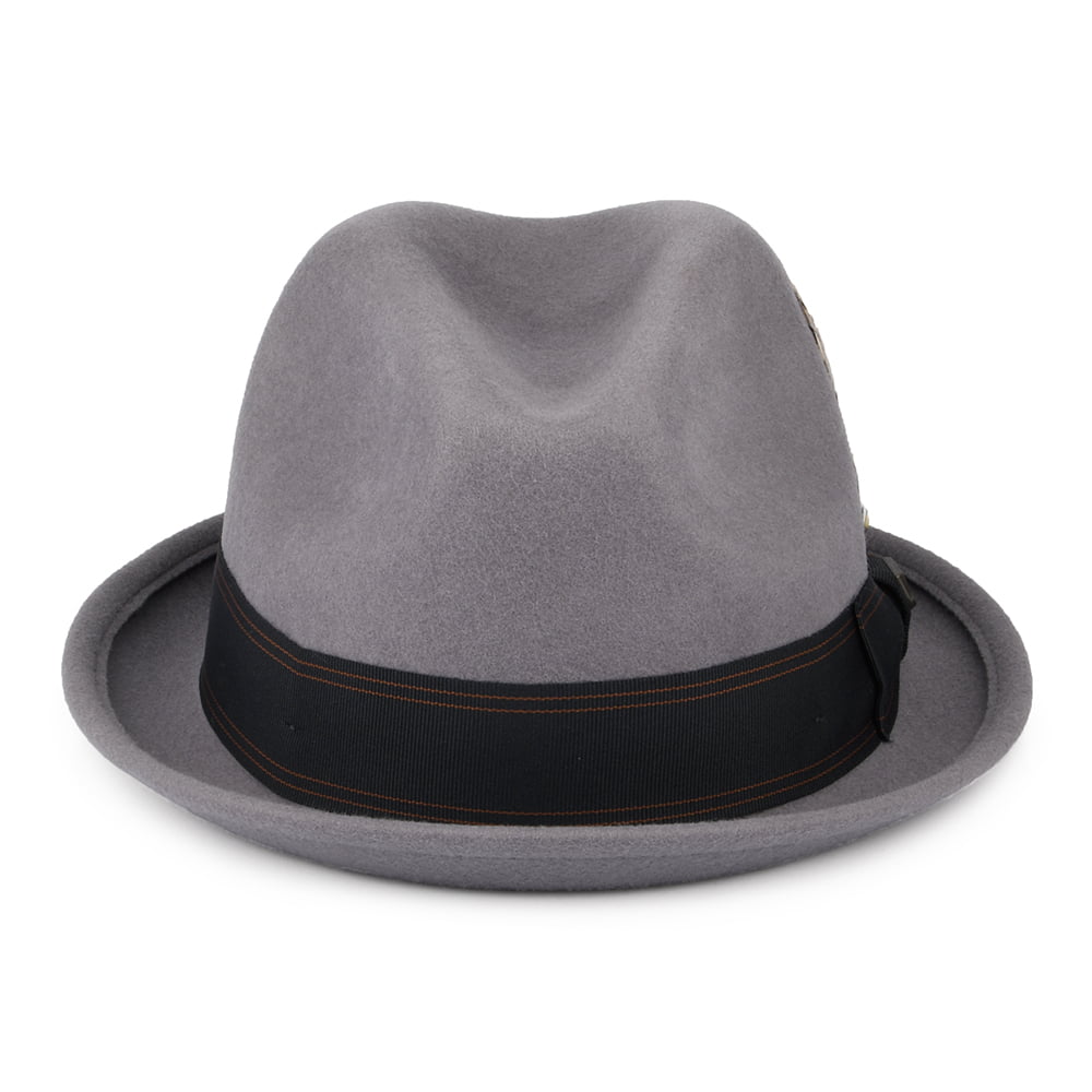 Brixton Gain Trilby Hut aus Wollfilz mit schwarzem Hutband - Grau