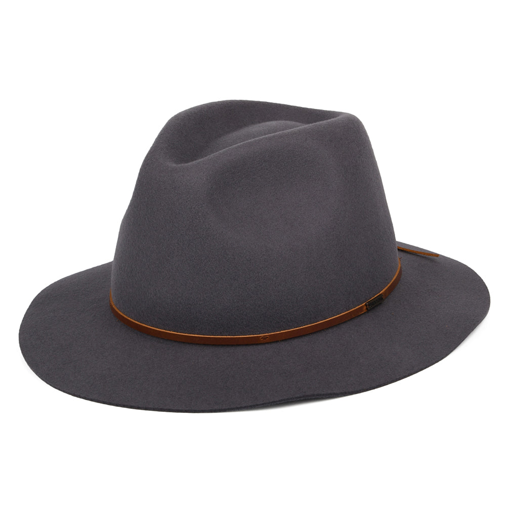 Brixton Wesley Fedora Hut aus Wollfilz - Grau
