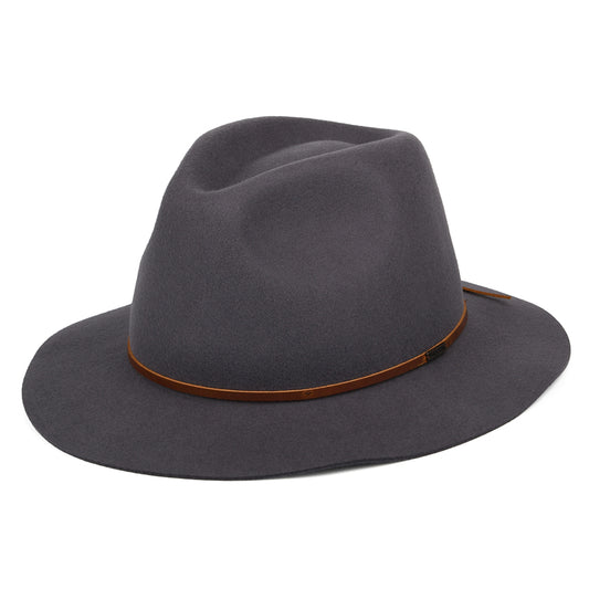 Brixton Wesley Fedora Hut aus Wollfilz - Grau