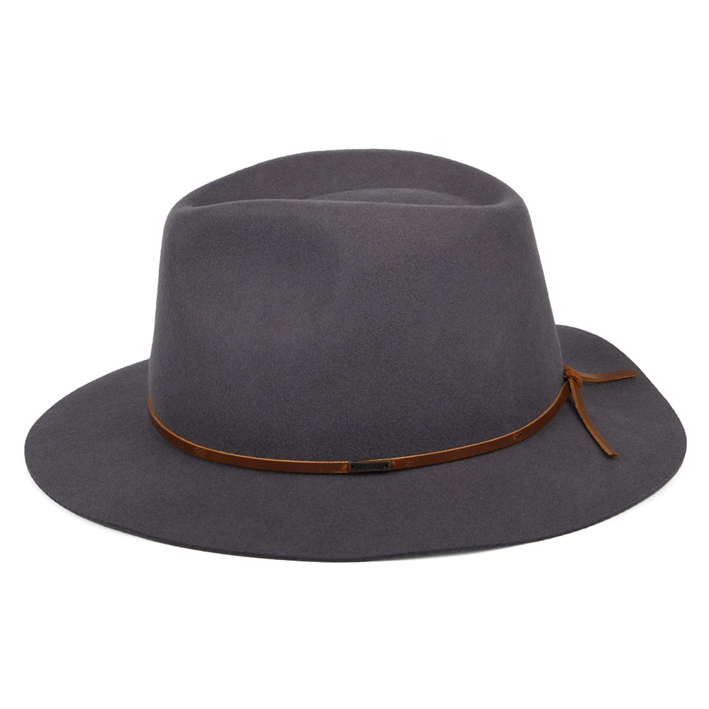 Brixton Wesley Fedora Hut aus Wollfilz - Grau