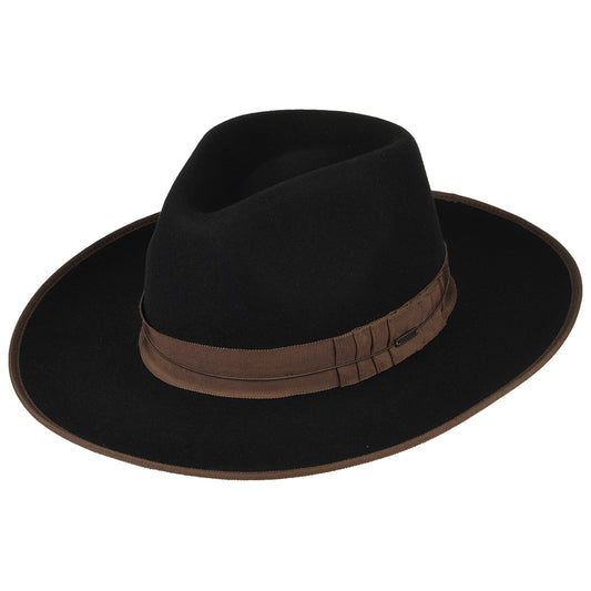 Brixton Reno Fedora Hut aus Wollfilz - Schwarz-Braun