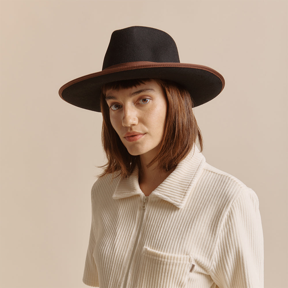 Brixton Reno Fedora Hut aus Wollfilz - Schwarz-Braun