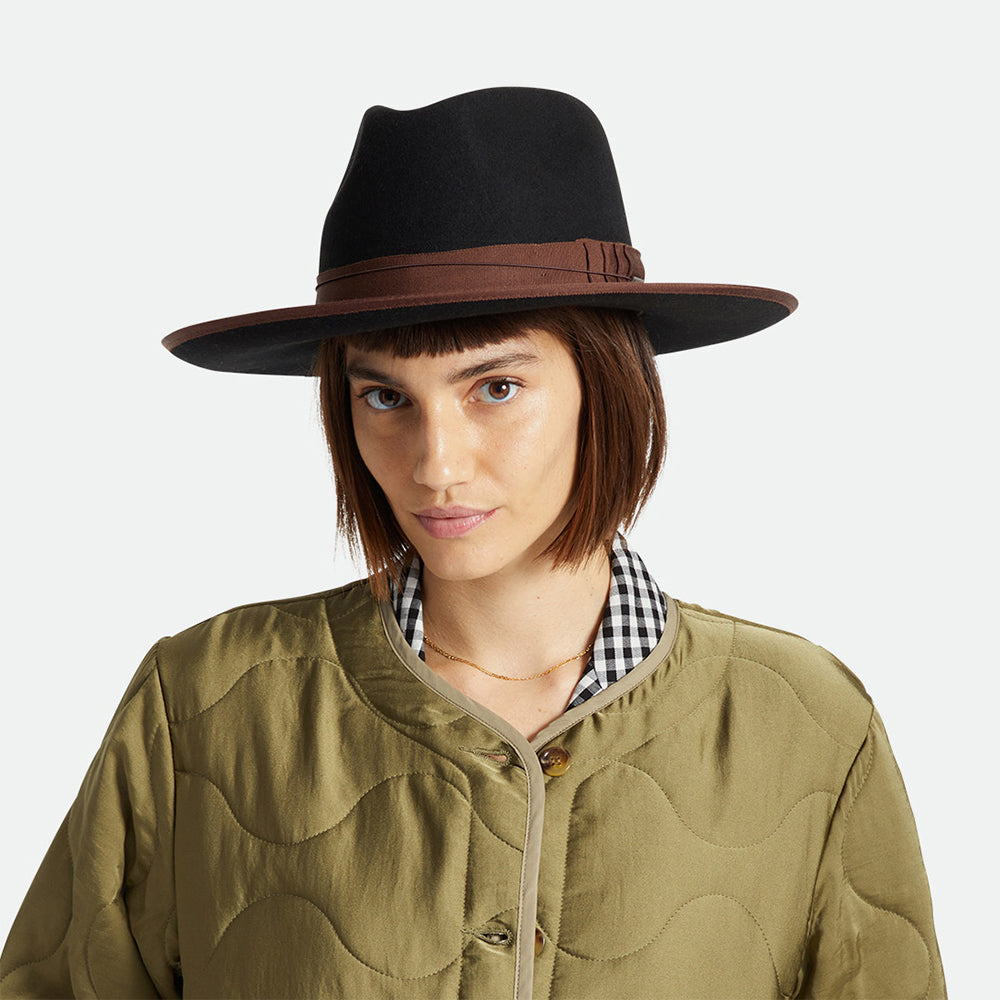 Brixton Reno Fedora Hut aus Wollfilz - Schwarz-Braun