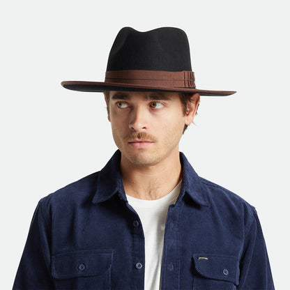 Brixton Reno Fedora Hut aus Wollfilz - Schwarz-Braun