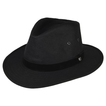 Brixton Messer X Adventure Wasserabweisender Fedora Hut aus Baumwolle - Schwarz