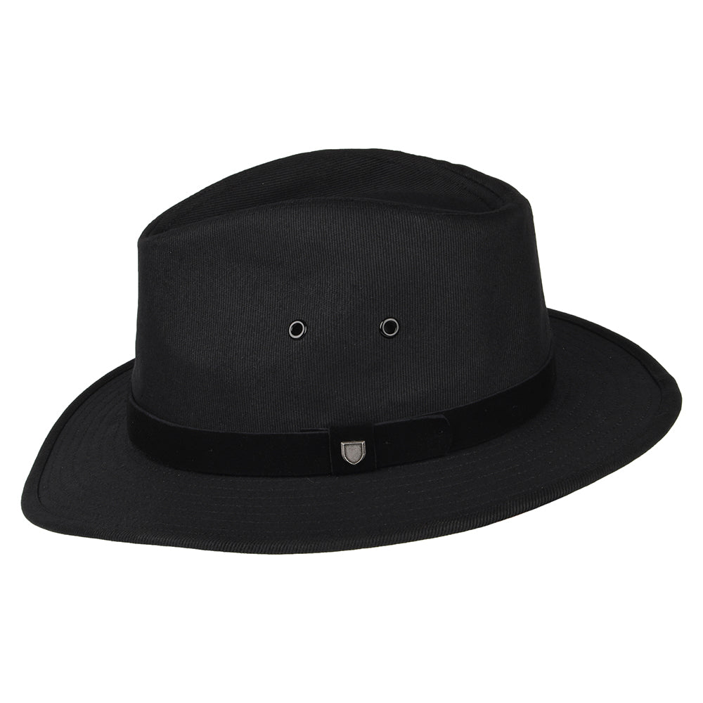 Brixton Messer X Adventure Wasserabweisender Fedora Hut aus Baumwolle - Schwarz
